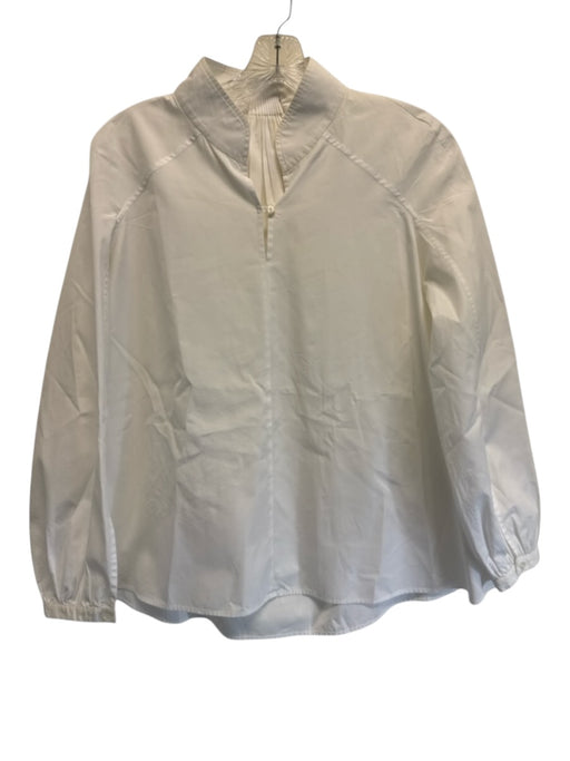 Hermes Size 38/M White Cotton Long Sleeve Half Button Vintage Top White / 38/M