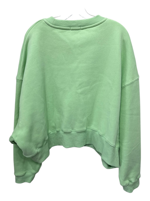 TCEC Size L Lime Green Cotton Blend Ribbed Crew Neck Wide Sweatshirt Sweater Lime Green / L