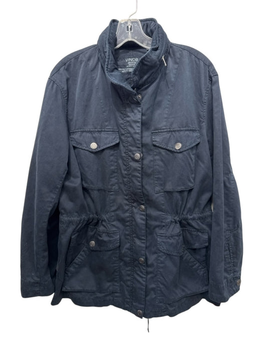 Vince Size M Navy Blue Cotton Zip Front Pockets Utility Jacket Navy Blue / M