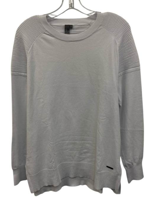 Sweaty Betty Size M White Viscose Blend Knit Ribbed Detail Long Sleeve Top White / M