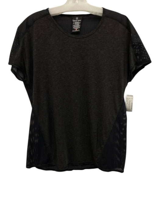 Sweaty Betty Size M Charcoal Black Wool Blend Heathered Perforated Athletic Top Charcoal Black / M