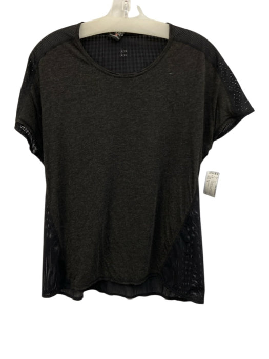 Sweaty Betty Size M Charcoal Black Wool Blend Heathered Perforated Athletic Top Charcoal Black / M