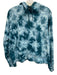 Athleta Size 1X Teal Blue Cotton Blend Tie Dye Hoodie Kangaroo Pocket Sweater Teal Blue / 1X