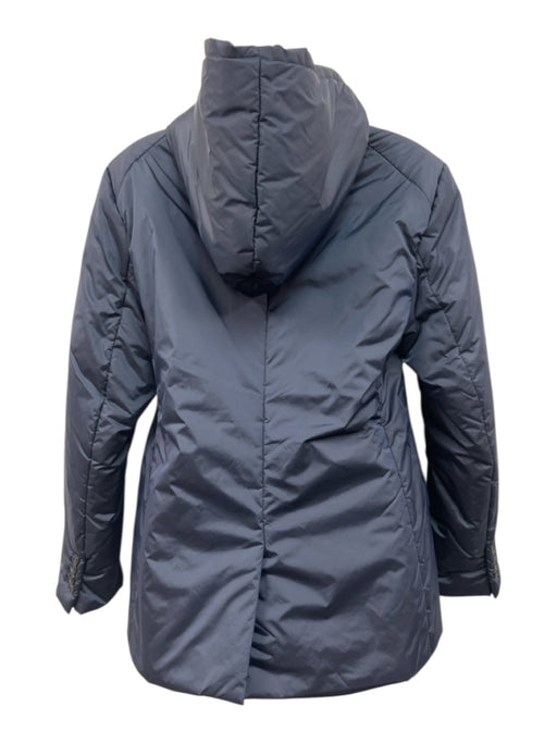 we-ar4 Size L Navy Nylon Blend padded Hooded Button Front Faux Pockets Coat Navy / L