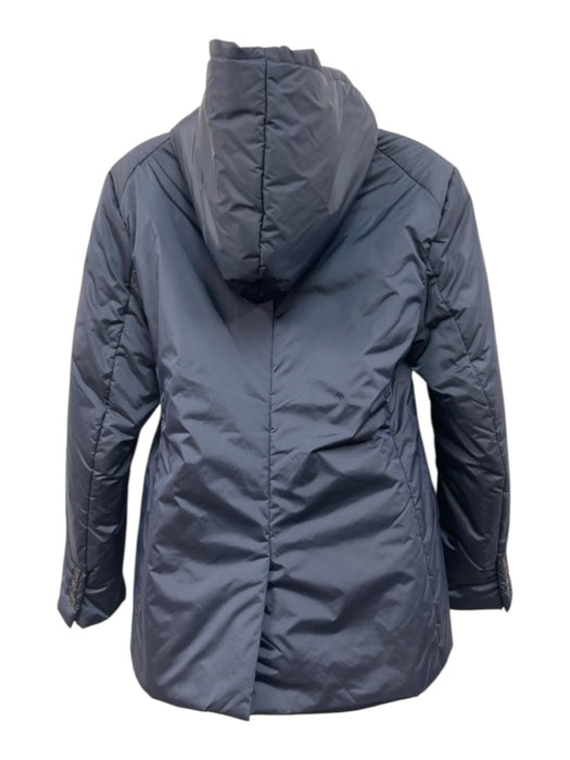 we-ar4 Size L Navy Nylon Blend padded Hooded Button Front Faux Pockets Coat Navy / L