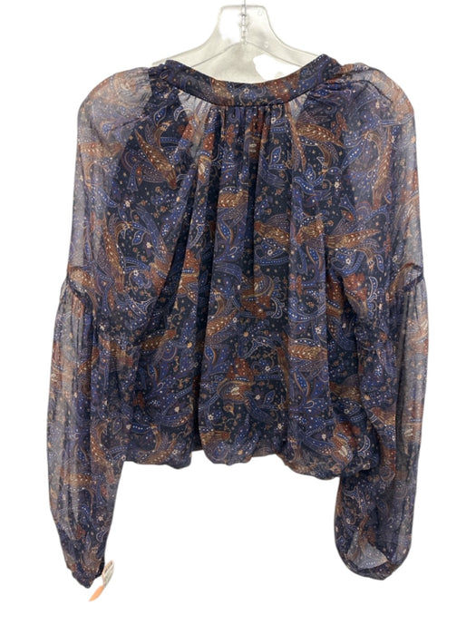 Veronica Beard Size 10 Navy Multi Silk Printed Button Front Zip Close Skirt Set Navy Multi / 10