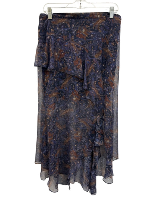 Veronica Beard Size 10 Navy Multi Silk Printed Button Front Zip Close Skirt Set Navy Multi / 10