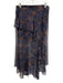 Veronica Beard Size 10 Navy Multi Silk Printed Button Front Zip Close Skirt Set Navy Multi / 10