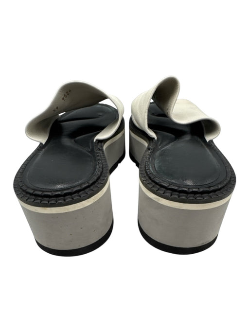 Clergerie Shoe Size 39 White, Black & Gray Leather Foam Sole Platform Sandals White, Black & Gray / 39