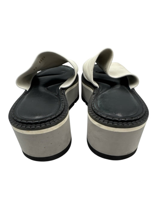 Clergerie Shoe Size 39 White, Black & Gray Leather Foam Sole Platform Sandals White, Black & Gray / 39