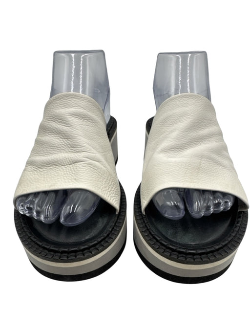 Clergerie Shoe Size 39 White, Black & Gray Leather Foam Sole Platform Sandals White, Black & Gray / 39