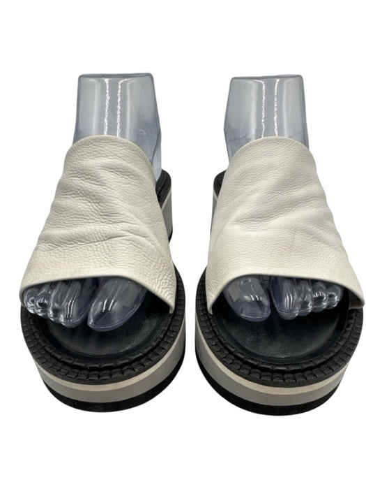 Clergerie Shoe Size 39 White, Black & Gray Leather Foam Sole Platform Sandals White, Black & Gray / 39