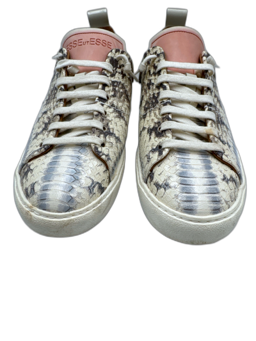 Esse Ut Esse Shoe Size 38 White, Pink & Multi Leather Snakeskin print Sneakers White, Pink & Multi / 38