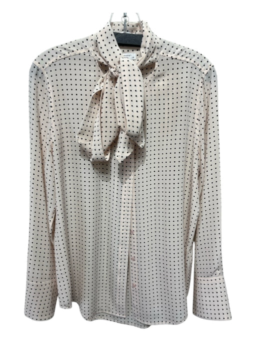 Equipment Size Large Pale Pink & Black Silk Long Sleeve Polka Dot Neck Tie Top Pale Pink & Black / Large