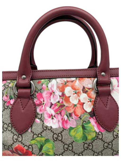 Gucci Beige & Multi Coated Canvas Top Handles Flowers Guccissima Bag Beige & Multi / Medium