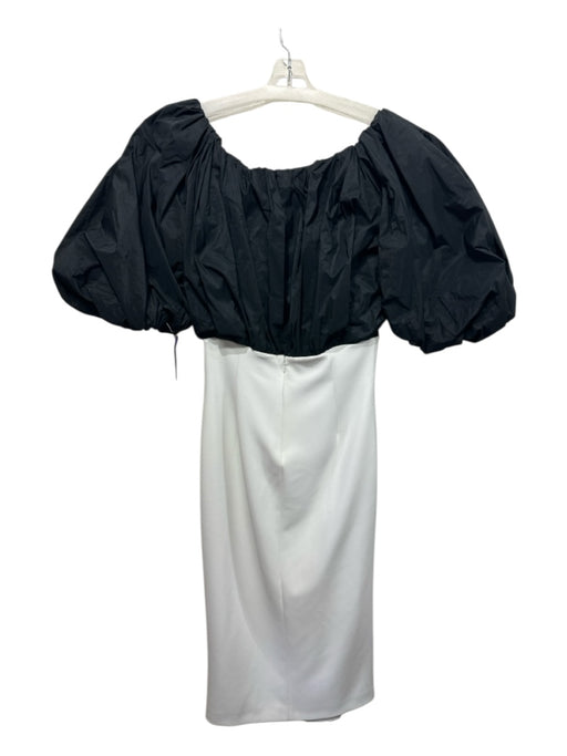 Pinko Size 8 Black & White Polyester Blend Taffeta Colorblock Open Back Dress Black & White / 8