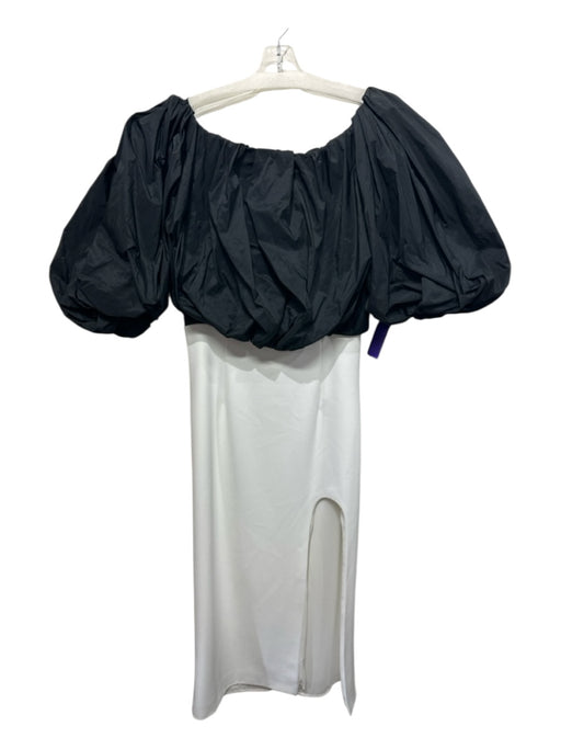 Pinko Size 8 Black & White Polyester Blend Taffeta Colorblock Open Back Dress Black & White / 8