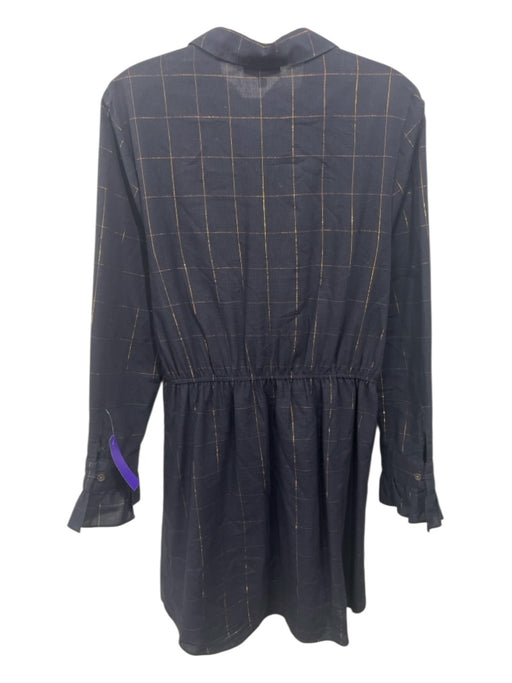 Waverly Grey Size M Navy blue & gold Cotton Blend Metallic Thread Dress Navy blue & gold / M