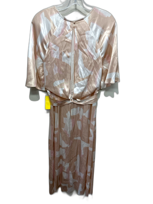 Reiss Size 6 Beige, White, Pink Viscose Flutter Sleeves Abstract Print Dress Beige, White, Pink / 6