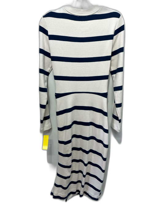 Tanya Taylor Size XS Beige & Navy Cotton Long Sleeve Striped Ribbed Dress Beige & Navy / XS