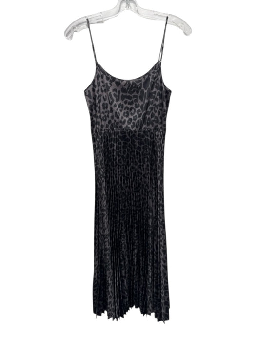 ALLSAINTS Size S Gray Brown Black Polyester Satin Spaghetti Strap Pleated Dress Gray Brown Black / S