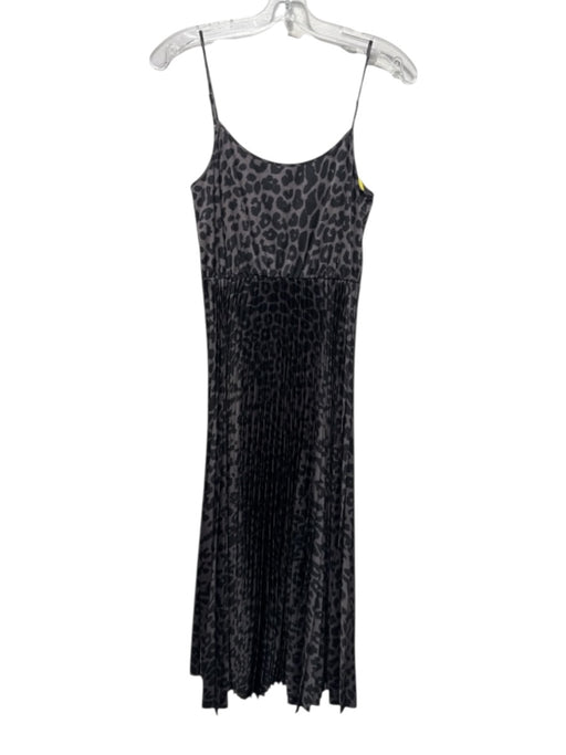 ALLSAINTS Size S Gray Brown Black Polyester Satin Spaghetti Strap Pleated Dress Gray Brown Black / S
