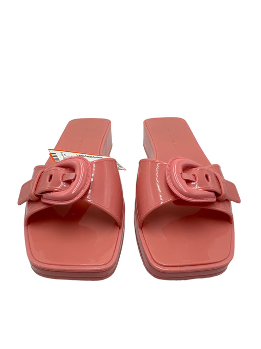 Veronica Beard Shoe Size 7 Pink Rubber Buckle Detail Open Toe Slip On Sandals Pink / 7