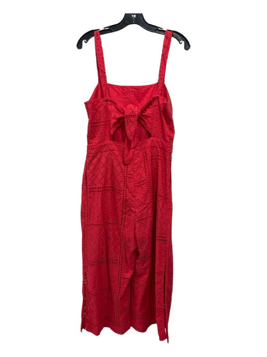 Parker Size 8 Red Cotton Sleeveless Eyelet Tie Back Jumpsuit Red / 8
