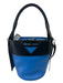 Prada Black & Blue Leather Zip Close color block Crossbody Strap Top Handle Bag Black & Blue / Small