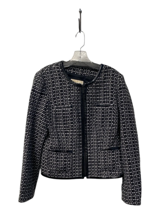 Michael Michael Kors Size 12 Black & White Wool Blend Round Neck tweed Jacket Black & White / 12