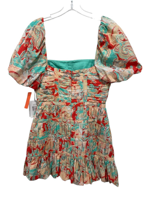 AMUR Size 4 Multicolor Cotton Pleated Back Zip Square Neck Paisley Print Dress Multicolor / 4