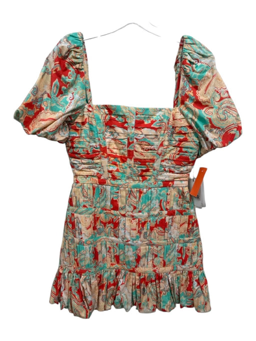 AMUR Size 4 Multicolor Cotton Pleated Back Zip Square Neck Paisley Print Dress Multicolor / 4