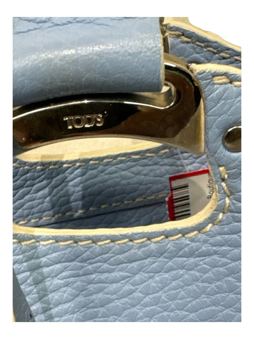 Tods Light Blue Pebble Leather 2 Handles Silver Hardware Zip closure Bag Light Blue / M