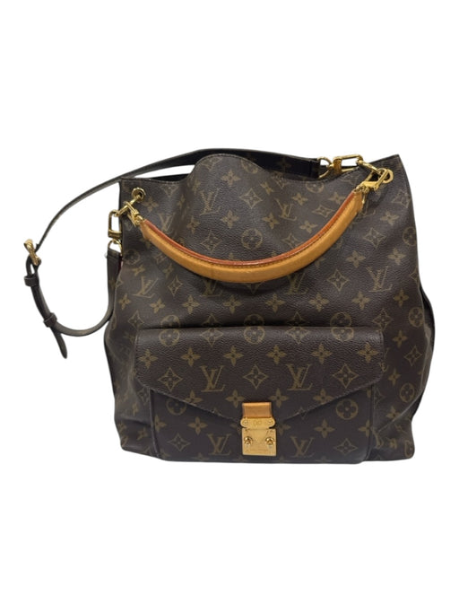 Louis Vuitton Brown Print Leather One Handle Hobo Gold Hardware Bag Brown Print / M