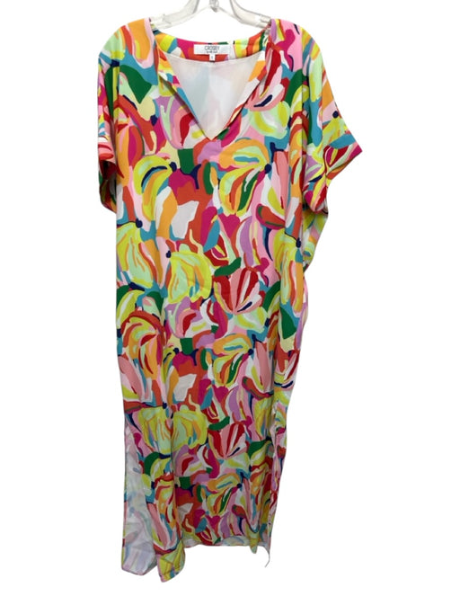 CROSBY by Mollie Burch Size Small Red, Yellow, Blue, Cream, Black V Neck Dress Red, Yellow, Blue, Cream, Black / Small