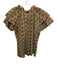 Olivia James the Label Size Large Green, Pink, Brown Cotton Floral Tie Neck Top Green, Pink, Brown / Large