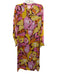 Banjanan Size Large Brown, Yellow, Pink Long Sleeve Abstract Floral Darted Dress Brown, Yellow, Pink / Large