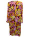 Banjanan Size Large Brown, Yellow, Pink Long Sleeve Abstract Floral Darted Dress Brown, Yellow, Pink / Large