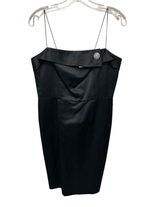 Lily Pulitzer Size 8 Black Cotton Blend Spaghetti Strap Brooch Fold Over Dress Black / 8