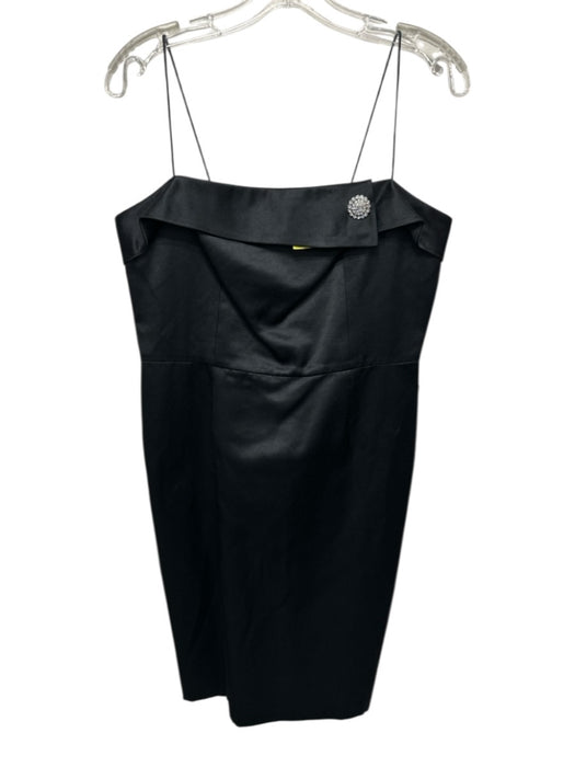 Lily Pulitzer Size 8 Black Cotton Blend Spaghetti Strap Brooch Fold Over Dress Black / 8