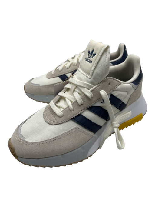 Adidas Shoe Size 7 New White & Blue Leather Solid Sneaker Men's Shoes 7