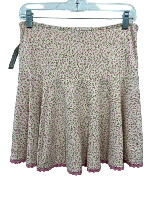 Betsey Johnson Size S Yellow, Pink & Green Cotton & Spandex floral print Skirt Yellow, Pink & Green / S