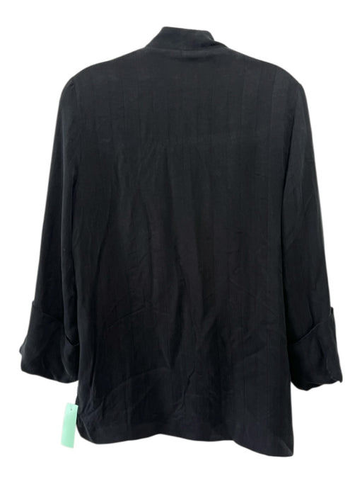 TRF Zara Size S/M Black Cupro Long Cuff Sleeve Tie Front Pockets Jacket Black / S/M