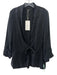 TRF Zara Size S/M Black Cupro Long Cuff Sleeve Tie Front Pockets Jacket Black / S/M
