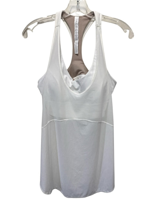 Lululemon Size M / 10 White Nylon Blend Racerback Mesh Overlay Athletic Tank Top White / M / 10