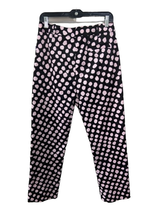 Tanya Taylor Size 10 Black & Pink Polyester Polka Dots High Rise Straight Pants Black & Pink / 10