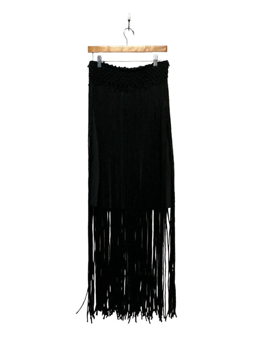 Alexis Size Est S Black Nylon Blend Elastic Waist Fringe Skirt Black / Est S