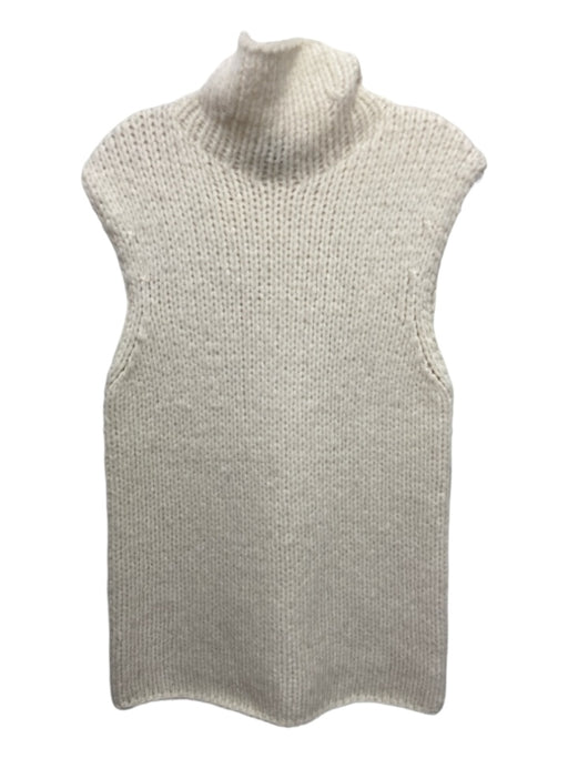 Theory Size S Cream Alpaca & Polyamide Blend Rib Knit Sleeveless Turtleneck Top Cream / S