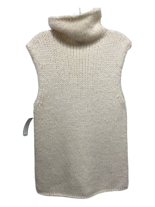 Theory Size S Cream Alpaca & Polyamide Blend Rib Knit Sleeveless Turtleneck Top Cream / S