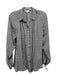 Reiss Size 2 Gray & Black Viscose Houndstooth Long Sleeve Collar Button up Top Gray & Black / 2